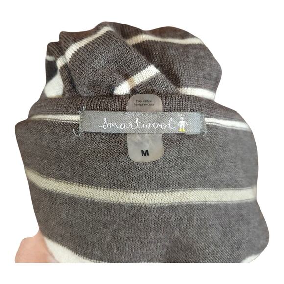Smartwool Split Stripe Merino Wool Blend V-neck Sweater in Taupe Women's M - Picture 7 of 7